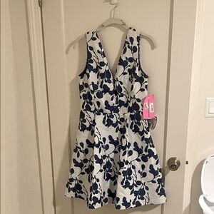 Betsey Johnson Navy and White Floral  Dress
